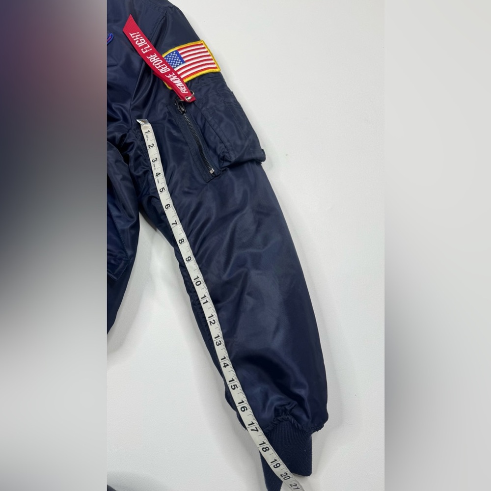 Revolve NASA 100th Space Shuttle Mission 3 Patch Satin Flight Jacket Size Small - Picture 9 of 15